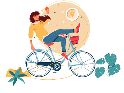 Empty States - No shipping address art bicycle characters color colorfull design draw fall down girl graphic illustration illustrations modern plant ui vector web woman