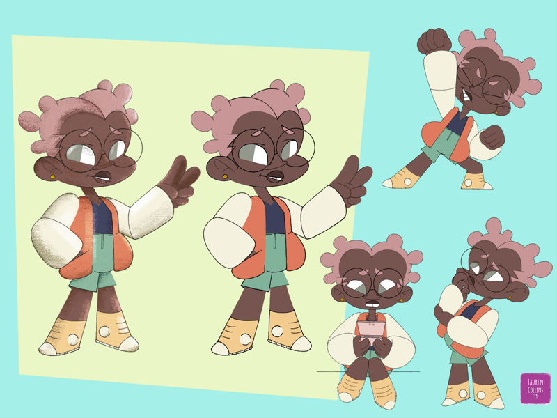 Puka Character Design Variation #3 glasses visdev digital art illustration school student kid art cool cute colorful children character sheet character character design 2d art