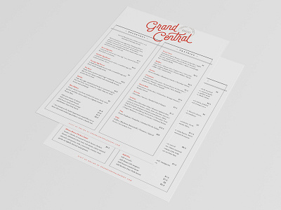 Grand Central / Cafe / Menu bakery bakery logo brand design brand identity branding cafe menu menu design page layout restaurant