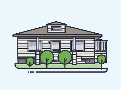 100 Houses / #006 house illustration laurelhurst line art