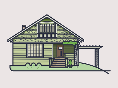 100 Houses / #007 house illustration laurelhurst line art