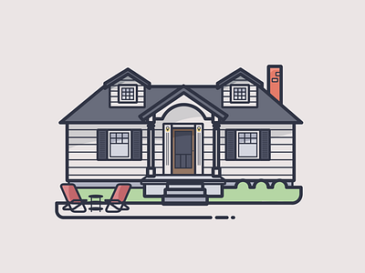 100 Houses / #011 house illustration laurelhurst line art