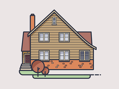 100 Houses / #013 house illustration laurelhurst line art