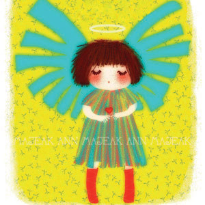 "Feel the Love Inside" angel children digital illustration love