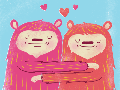 Sloth Monsters best friends cute hearts hug illustration love monsters sloth