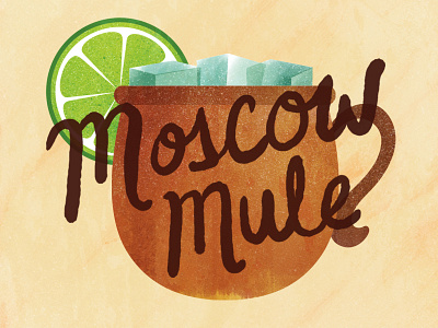 Friday Happy Hour cocktail copper mug drink friday happy hour ice illustration lettering lime moscow mule