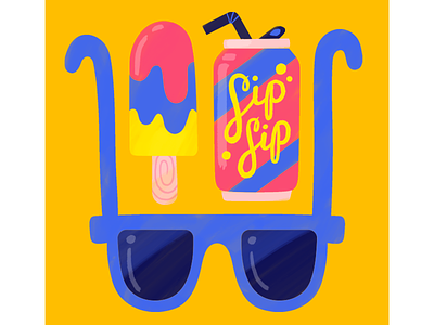 Summer Doodle beach doodle ice cream illustration popsicle sip soda straw summer sunglasses