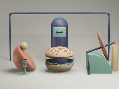 Abstract Burger 3d abstract b3d bevel blender blender3dart design eevee geometric illustration render smooth soft