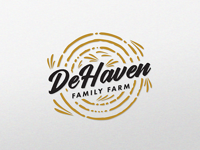 DeHaven Family Farm Logo bale black circle emblem farm gold hay logo ranch