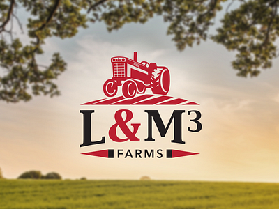 L&M3 Farms Logo Design emblem farm field logo tractor