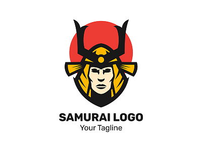 Samurai logo design adobe illustrator armor assasin branding design drawing illustration illustrations japanese logo samurai shield sword vector warrior