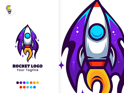 Rocket logo design adobe illustrator art astronaut branding cosmos design drawing fly graphic design illustration illustrations logo mascot planet rocket science space technology vector