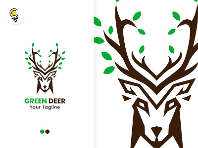 Green Deer adobe illustrator animal branding deer design drawing graphic graphic design horn illustration illustrations logo logotype template vector zoo