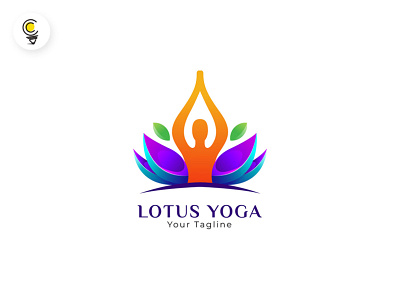 Colorful gradient lotus yoga logo design