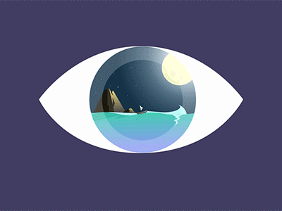 blink blink in your eyes ae animation boat moon mountain ocean sail sea vector