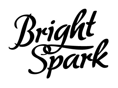 Bright Spark - Type for a promo matchbook. black bright spark lettering type white