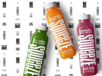 Squeeze Juicery bottle design brand brand identity branding color design icon juice juicery packaging type typography vector