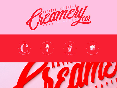 Creamery Co. bold brand identity branding color design ice cream ice cream shop icons logo scoops type typography vector