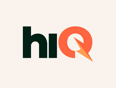 hiQ app brand identity branding design icon letter q lightning bolt logo type typography vector