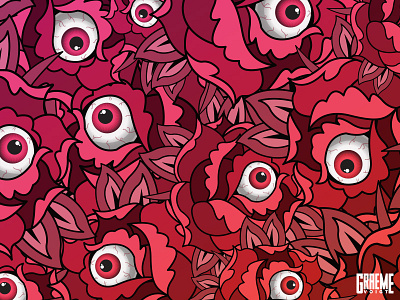 Paranoia In Bloom deck design eyeball eyes flower graphic illustration rose skate skateboard sticker tattoo