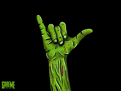 Zombie Shaka! art blood body comic dead design hand illustration monster shaka walking zombie