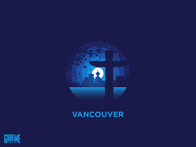 Vancouver british canada city columbia moon night pole sticker totem vancouver
