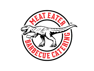 Meat Eater Logo bbq branding butcher cleaver design dinosaur food graphic knife logo