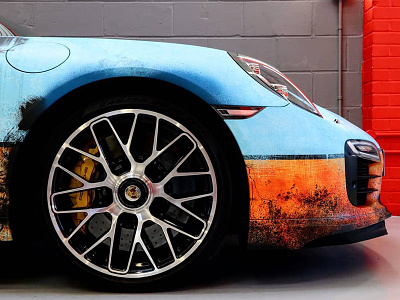 Porsche Vehicle Wrap 911 car graphic grunge illustration porsche print race vehicle wrap