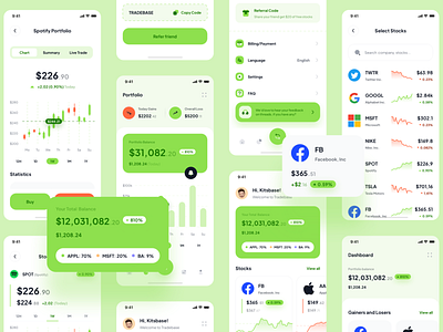 Tradebase - Stock App UI Kit app chart currency finance fintech graphics investment kit portfolio stock trade trading ui ui kit ui8 ux wallet