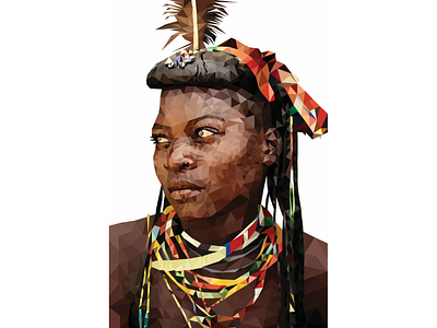 Poly Art african tribe colour variation dark tone illustration mosaic poly poly art poly potrait polygon skin tone