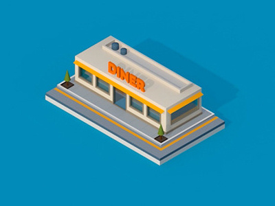 Diner building bulding diner isometric restaurant