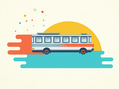 Bus bus business color icon iconography line road stroke sun sunny trip