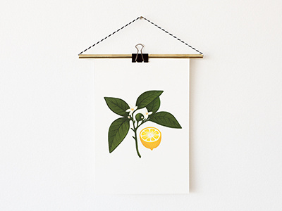 Lemon flower giclee green illustration lemon painting plant plants print tropical yellow