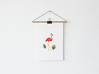 Flamingo animal bird flamingo green illustration illustrations island nature pink plant print tropical