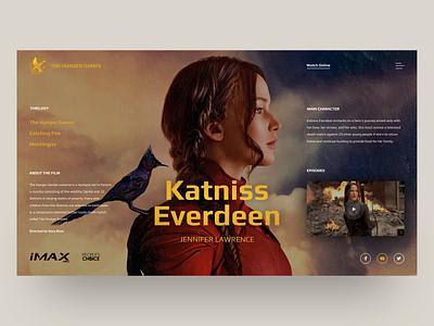 Cinema caracter - Katniss Everdeen. Website design design ui ux web website