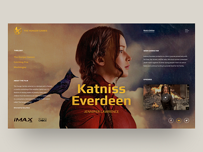 Cinema caracter - Katniss Everdeen. Website design