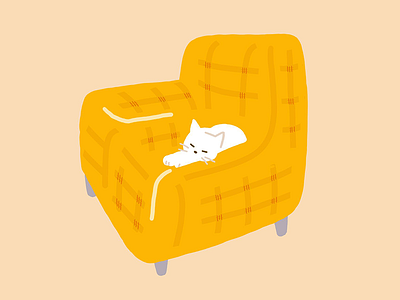 Soft living cat illustration sofa