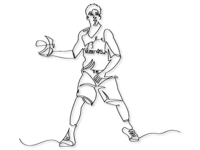 Basketball player under 18 basketball branding design flat illustration lineart noodles player spaghetti vector