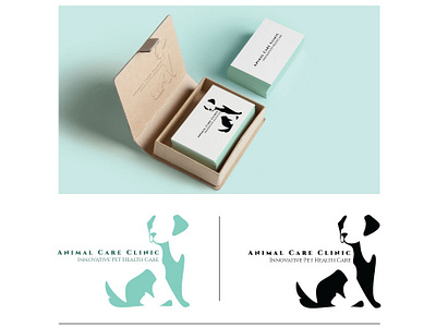 Animal Care Clinic animal clinic branding cat logo design dog logo flat negative space logo vector veterinary