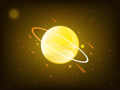 Saturday night, Saturn gradient icon design illustration light meteor planet saturn solar system stars universe