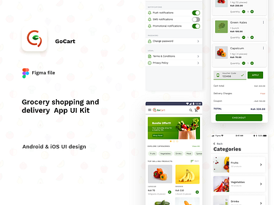 Ecommerce grocery shopping & delivery UI Kit