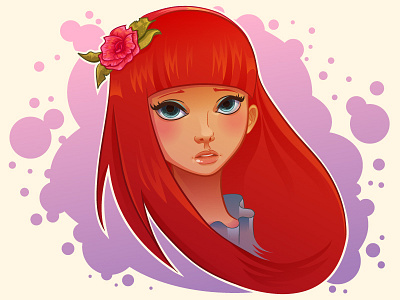 Alice in Wonderland: Melancholy beauty cartoon girl illustration redhead vector