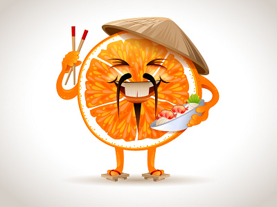 Asian Orange character asian character chinese cute design funny japanese orange oriental