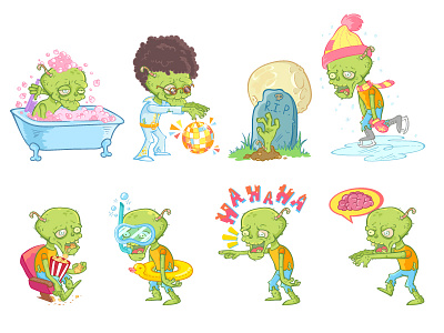 Zombie Stickers for Hoverchat App app cartoon character funny smile sticker vector zombie