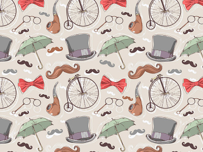 Retro Seamless Patern fabric hipster illustration mustache pattern retro seamless texture vector vintage