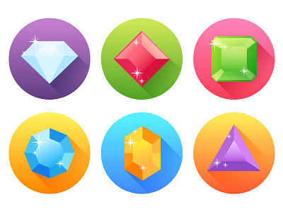 Set of Vector Flat Precious Gems Icons design diamond flat gem icon illustration illustrator jewel precious set vector