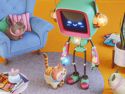Robot & Cats