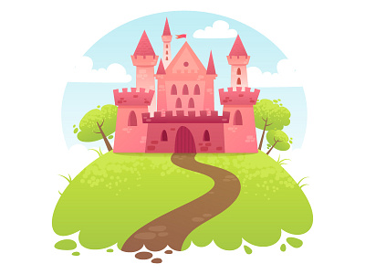 Castle cartoon castle doodle fairy fantasy fortress illustration stone summer tale vector