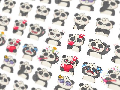 Panda Stickers animal character cute drawing illustration illustrator panda smile social network sticker vector