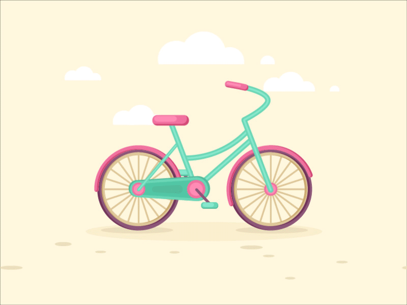 Animated Flat Bicycle animation bicycle child cute gif girl illustration ride sequence spin vector wheels